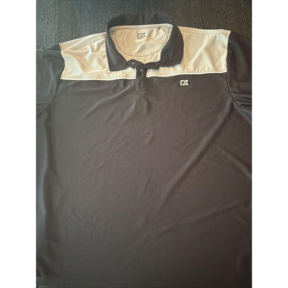 Cutter & Buck Polo Shirt Mens XL Black Grey Short Sleeve Collared Performance
